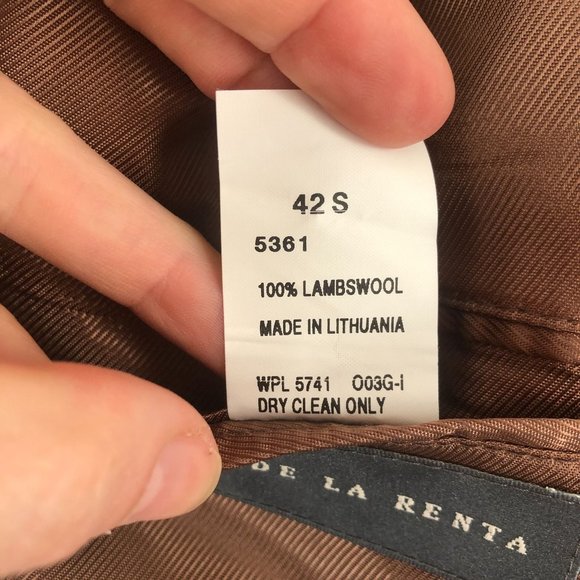 Oscar De La Renta Men's Size 42S Brown 100% Lambswool Three-Button Blazer Jacket - Picture 8 of 9